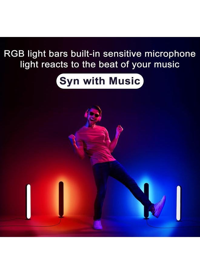 Smart Color-Changing Gaming Light Bars – WiFi & USB-Powered LED RGBIC Mood Lighting with Music Sync, for Home, Office, Bedroom, Dorm, Kids & Adults, 2-Pack, Black