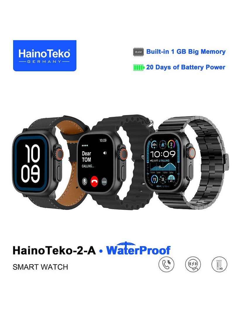 Haino Teko 2 Smart Watch with AMOLED Display WATERPROOF 20 Days Battery Life 3 Pair Straps & Wireless Charger