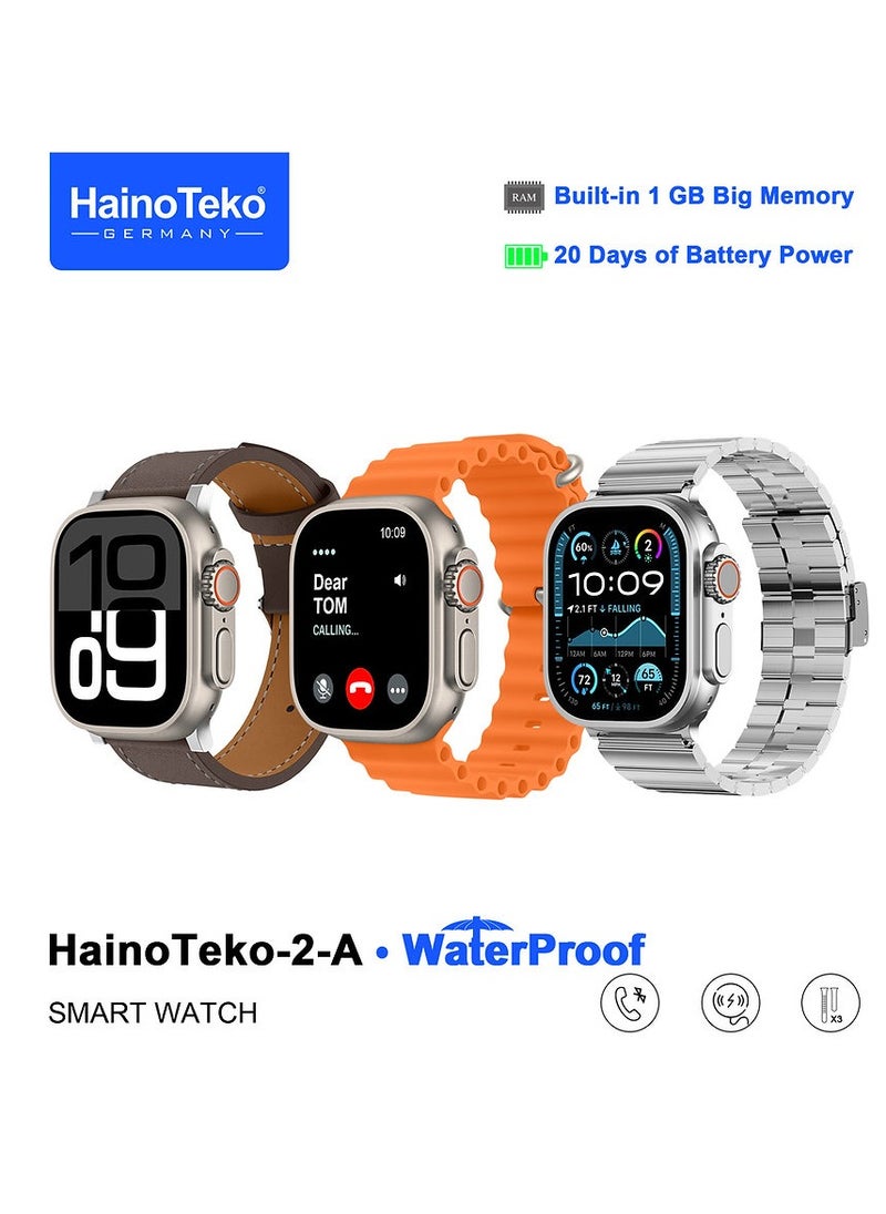 Haino Teko 2 Smart Watch with AMOLED Display WATERPROOF 20 Days Battery Life 3 Pair Straps & Wireless Charger