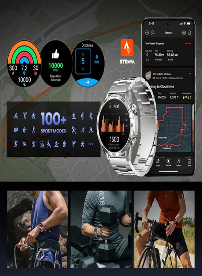 Smartwatch 1.58 AMOLED Display, 15 Days Battery Life, Health and Fitness Tracking, Notifications Alerts, 100+ Sports Modes, Dynamic Watch Faces and Supports NFC Access Control SOLAR-5 Silver