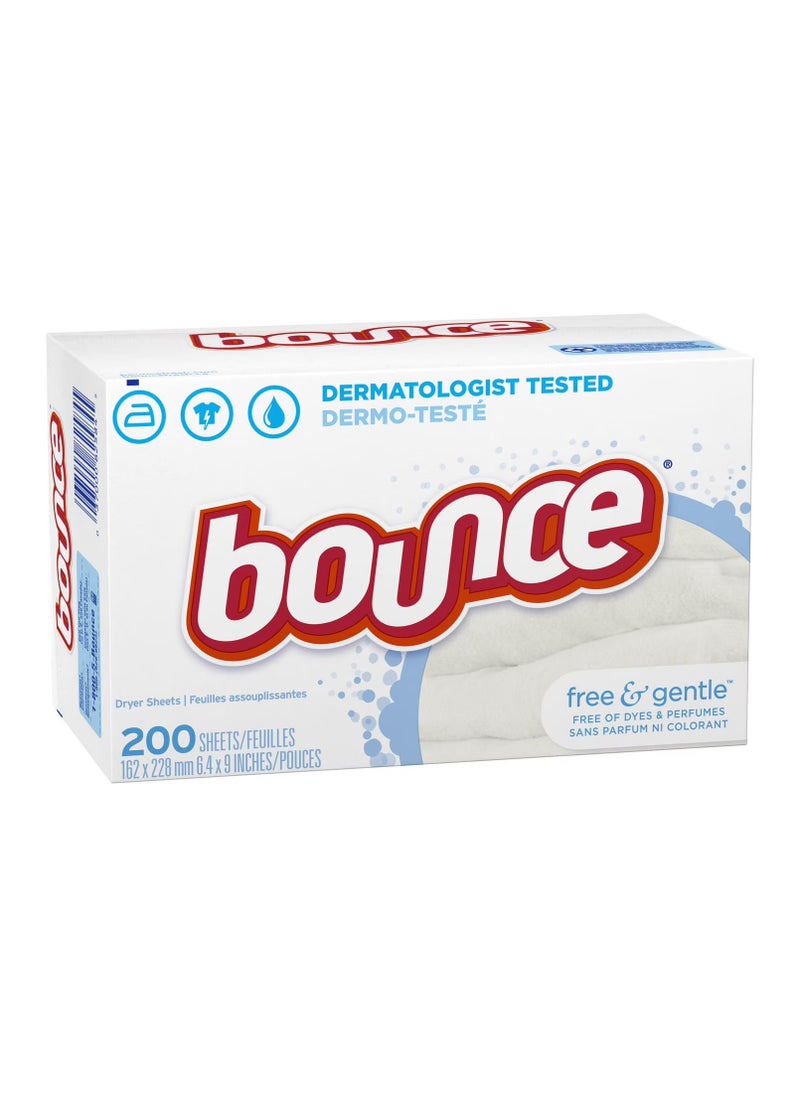 Bounce Free & Gentle Fabric Softener Softener Dryer Sheets 200 Sheets