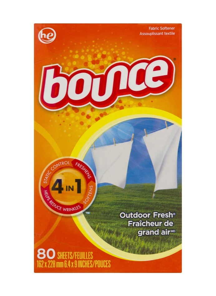 Bounce Fabric Softener Dryer Sheets, Outdoor Fresh Scent 80 Count