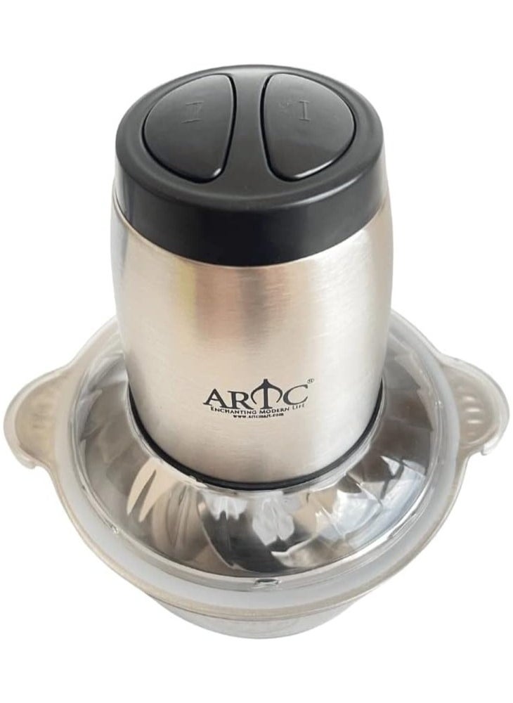 Food Chopper Electric Meat Chopper with Powerful Motor 2L Stainless Steel, 1 Speed Levels Safety Function Multi Chopper For Meat Fruits Vegetables.