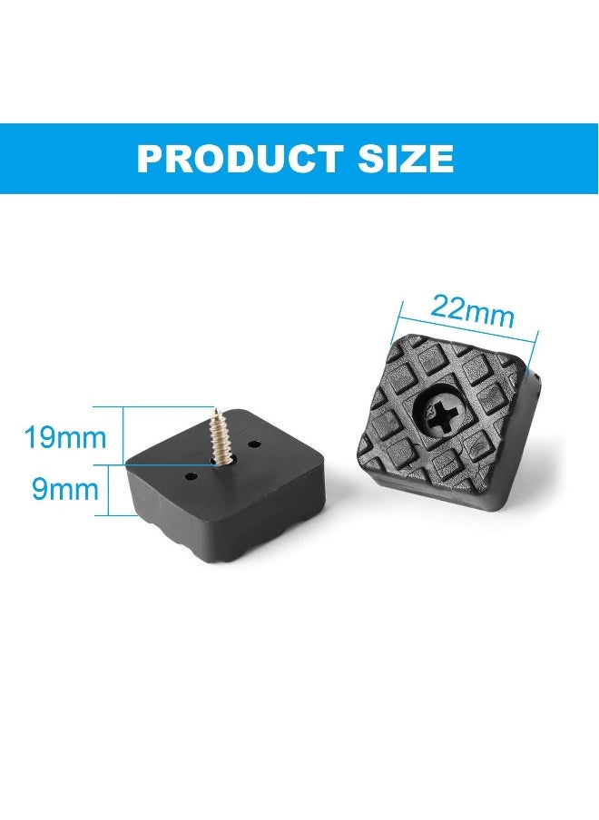 Non-Slip Rubber Furniture Pads, Non-Slip Pads for Chairs 22mm*22mm Square Rubber Feet with Screw Easy to Install (Black)