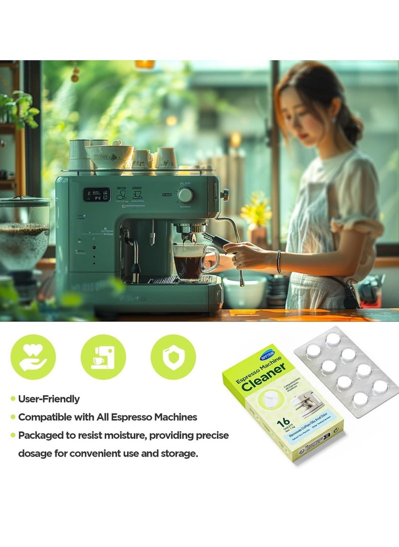 16Pcs Espresso Machine Cleaner Coffee Machine Cleaning Pods Removes Coffee Oils and Odor Refresh Espresso Machine Espresso Machine Cleaning Tablets Oil Coffee Descaler Tablets