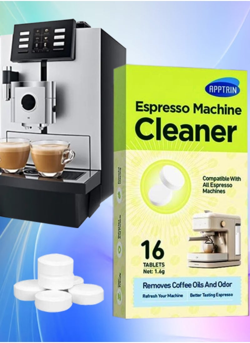 16Pcs Espresso Machine Cleaner Coffee Machine Cleaning Pods Removes Coffee Oils and Odor Refresh Espresso Machine Espresso Machine Cleaning Tablets Oil Coffee Descaler Tablets