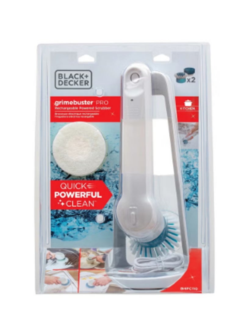 Black & Decker Grimebuster Pro Power Scrubber Brush, Rechargeable (BHPC110), White