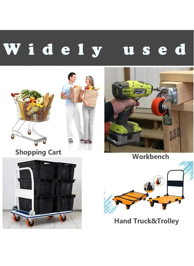 Heavy Duty Furniture Castor Wheels with Brakes - 125mm Swivel Caster Wheels Bearing 900KG - Quiet Rubber Trolley Wheels for Hardwood, Tile, Carpet, Laminate, and More