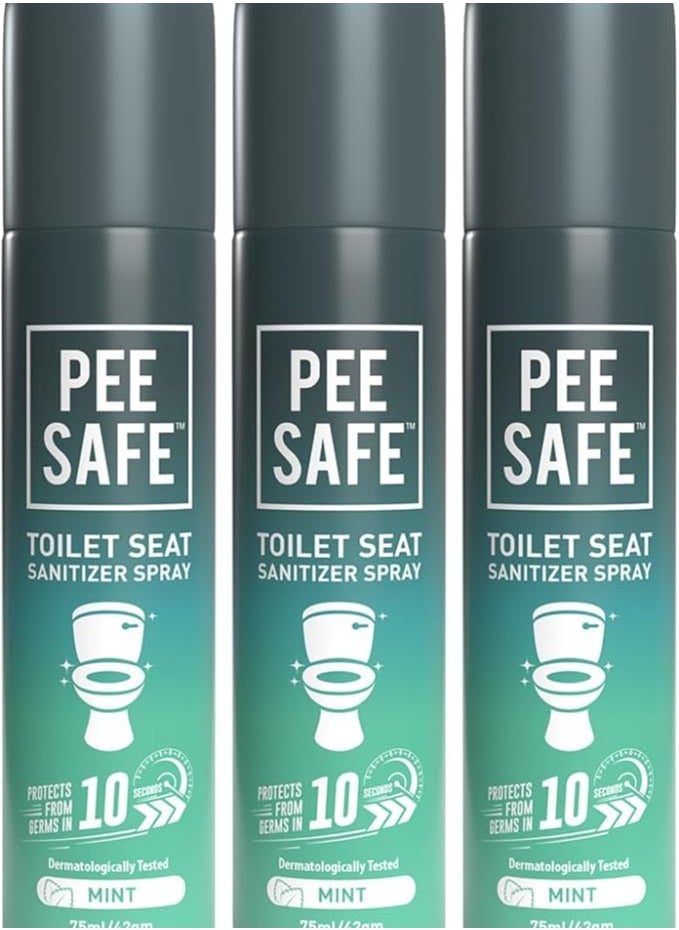 Pee Safe Toilet Seat Sanitizer Spray - 75 ml (Pack of 3)