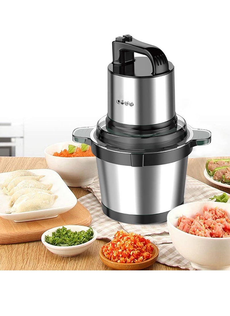 Mini Food Chopper, Mini Kitchen Food Blender Chopper, Commercial Meat Blender, Electric Meat Grinder With 4 L Capacity Stainless Steel Bowl For Meat Onion Vegetable Nut