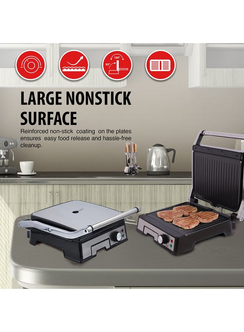 4 Slice Non-Stick Contact Health Grill, 2000 Watts, Adjustable Temperature, 2 Year Warranty 2000 W AF-1840CGSS Silver