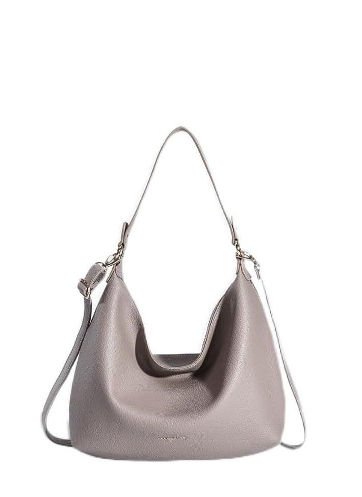 David Jones Shoulder Bag for Women, faux Leather Hobo Crossover Fashion Handbag Purse Color Grey