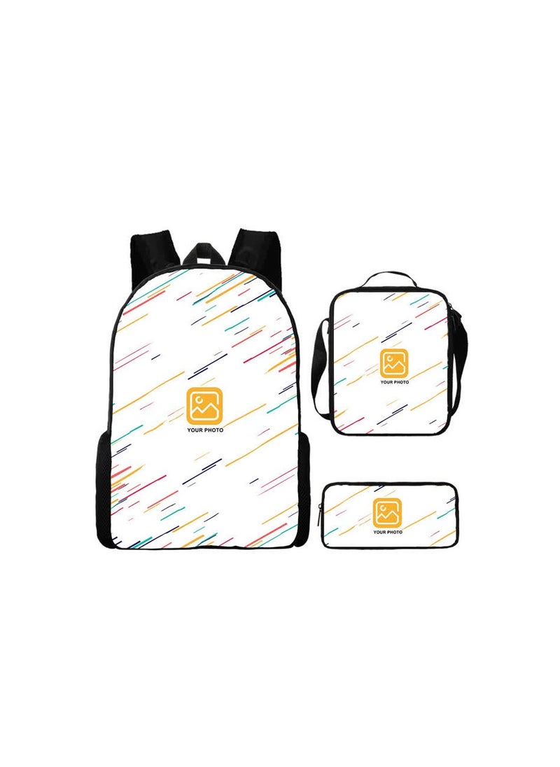 Printed backpack polyester schoolbag large-capacity cross-body bag student-S01-: Sonic Kid (universal standard three-piece set)