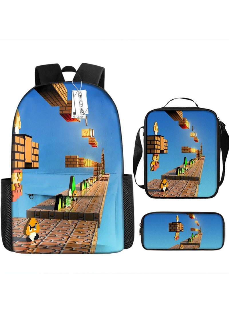 Printed backpack polyester schoolbag large-capacity cross-body bag student-ZZ-Garfield (universal standard three-piece set) - 7 - 11