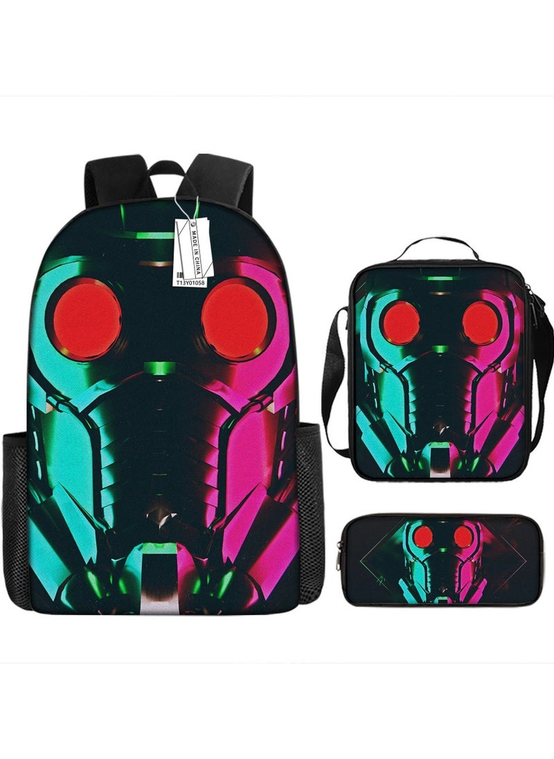 Printed backpack polyester schoolbag large-capacity cross-body bag student-Y01-Galaxy Team (general standard three-piece set)