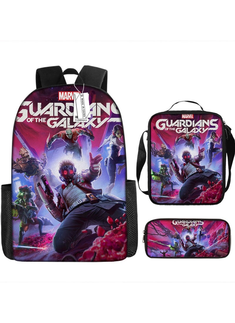 Printed backpack polyester schoolbag large-capacity cross-body bag student-Y01-galactic team (general standard three-piece set)