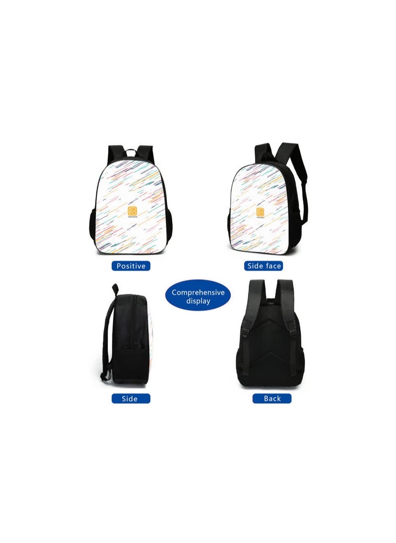 Printed backpack polyester schoolbag large-capacity cross-body bag student-S19-: Toilet Qiyuan (general standard three-piece set)