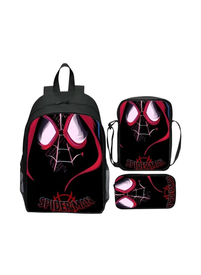 Boys Spider-Man Superman Printed Student Cartoon Schoolbag Backpack 29*16*42CM + Shoulder Bag 19*6*23CM + Pen Bag 24*7*11CM Three-piece Set