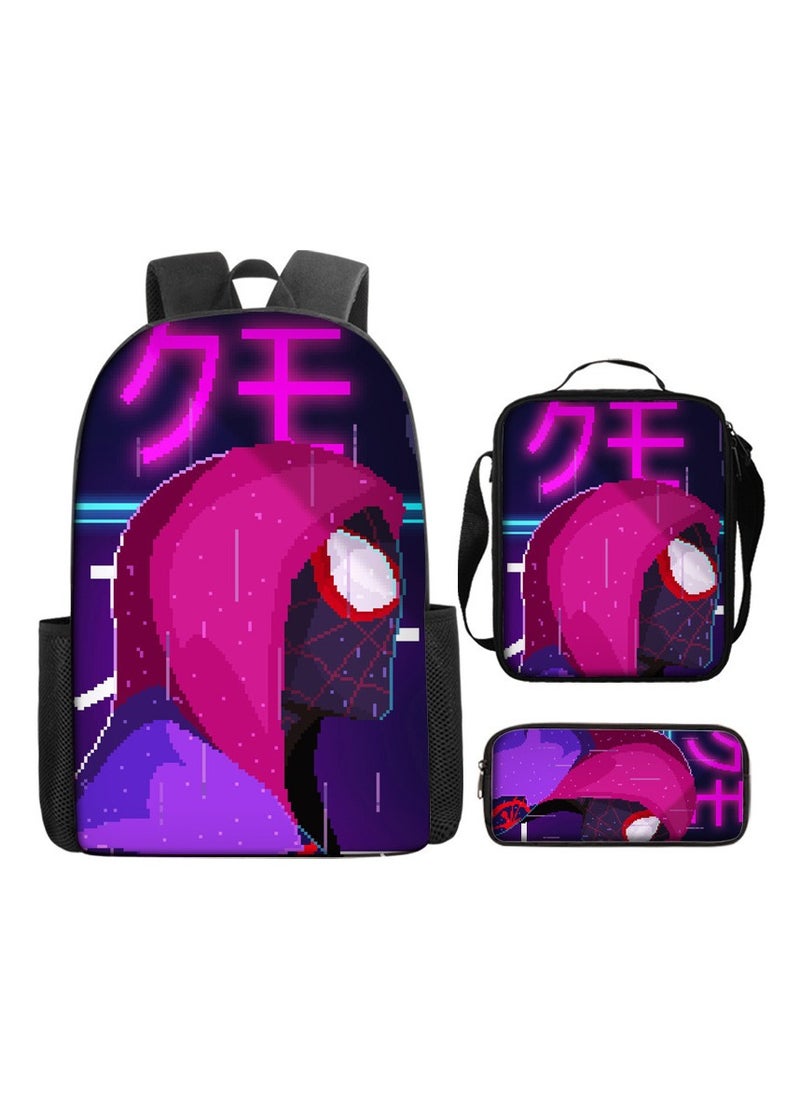 Marvel Spider-Man Cartoon Anime Student Schoolbag Backpack 29*16*42CM+ Shoulder Bag 19*6*23CM+ Pen Bag 24*7*11CM Three-piece Set