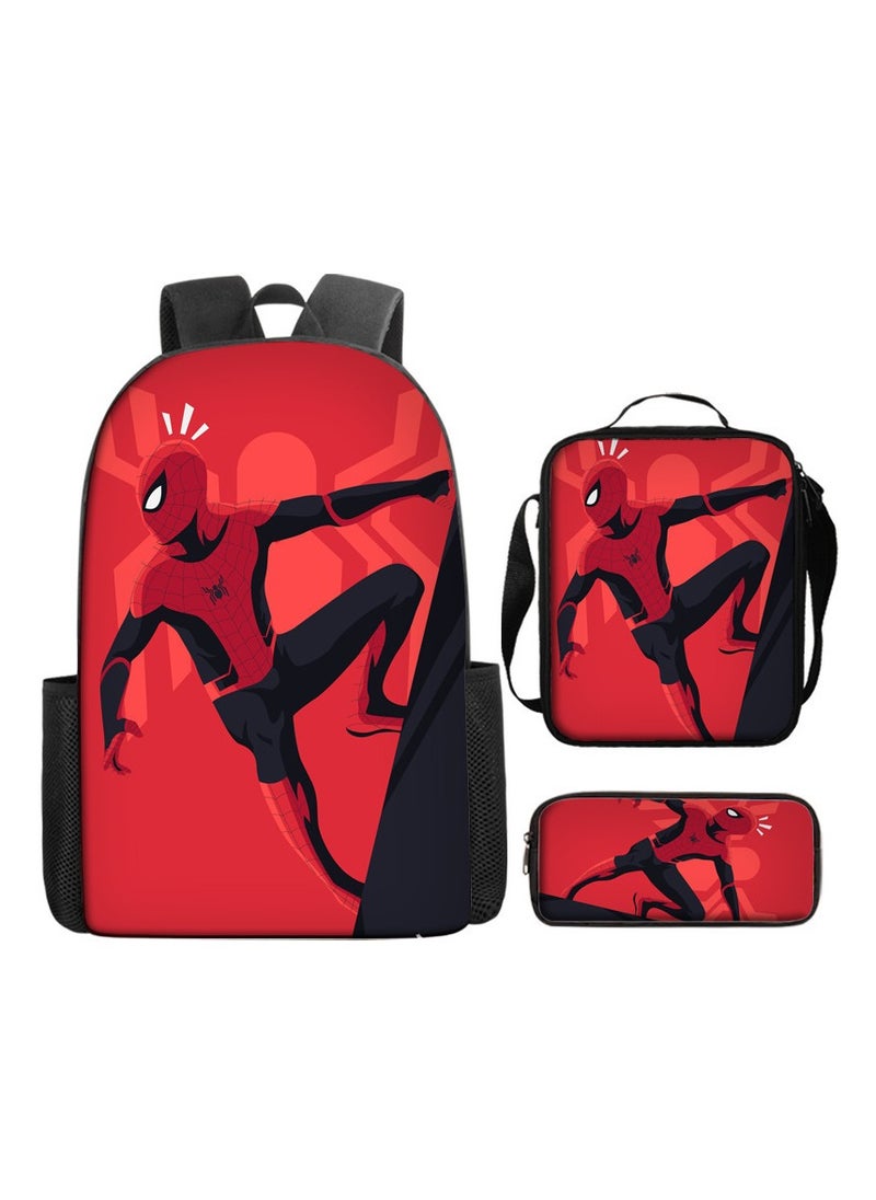 Marvel Spider-Man Cartoon Anime Student Schoolbag Backpack 29*16*42CM+ Shoulder Bag 19*6*23CM+ Pen Bag 24*7*11CM Three-piece Set