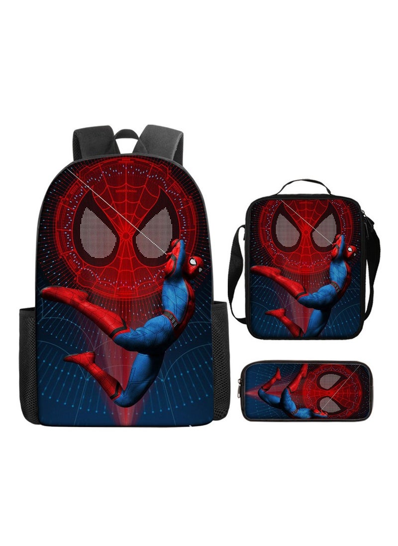 Marvel Spider-Man Cartoon Anime Student Schoolbag Backpack 29*16*42CM+ Shoulder Bag 19*6*23CM+ Pen Bag 24*7*11CM Three-piece Set