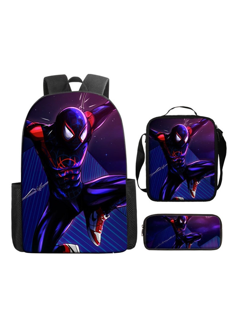 Marvel Spider-Man Cartoon Anime Student Schoolbag Backpack 29*16*42CM+ Shoulder Bag 19*6*23CM+ Pen Bag 24*7*11CM Three-piece Set