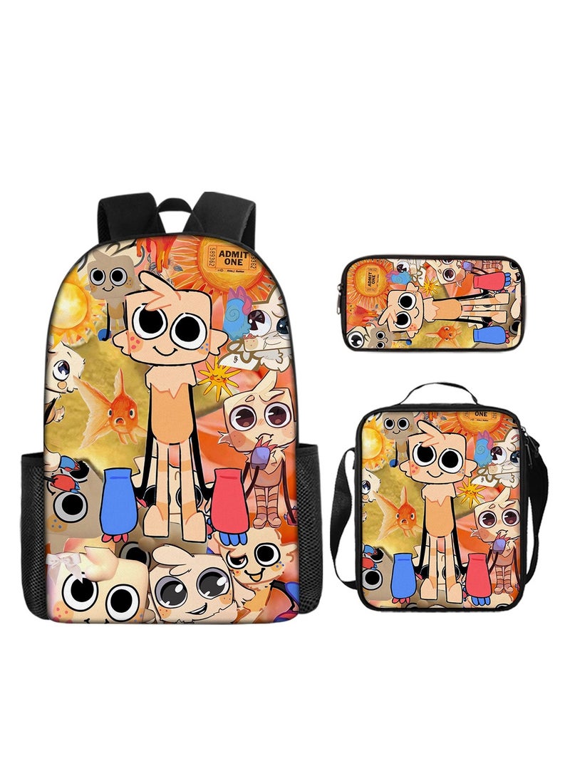 3D Dandy's World Print School Backpack Backpack 29*16*42CM + Shoulder Bag 19*6*23CM + Pen Bag 24*7*11CM Three-piece Set