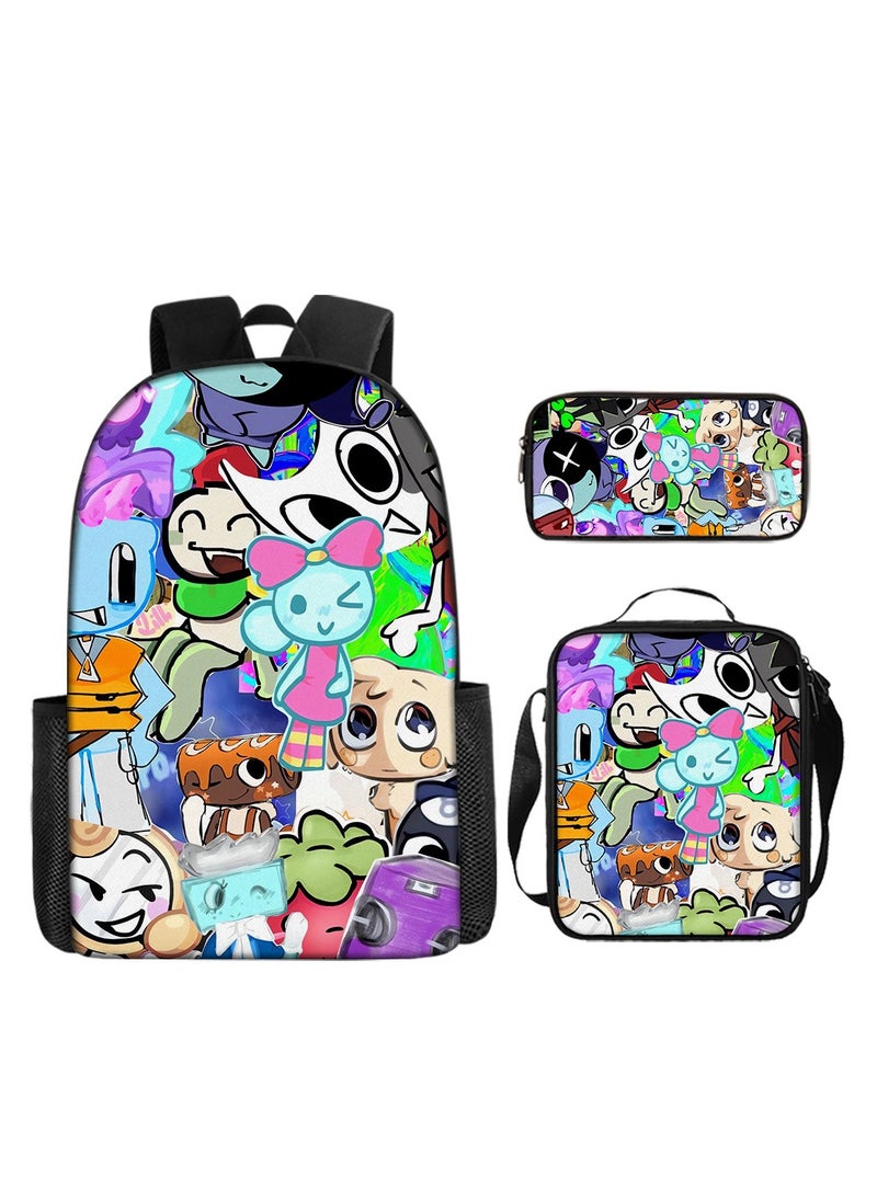 3D Dandy's World Print School Backpack Backpack 29*16*42CM + Shoulder Bag 19*6*23CM + Pen Bag 24*7*11CM Three-piece Set