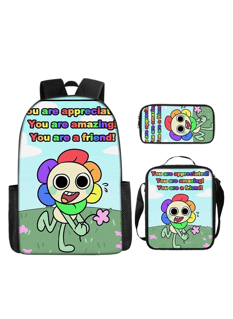 3D Dandy's World Print School Backpack Backpack 29*16*42CM + Shoulder Bag 19*6*23CM + Pen Bag 24*7*11CM Three-piece Set