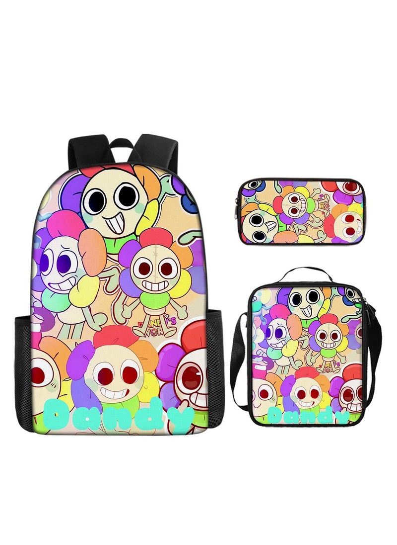 3D Dandy's World Print School Backpack Backpack 29*16*42CM + Shoulder Bag 19*6*23CM + Pen Bag 24*7*11CM Three-piece Set