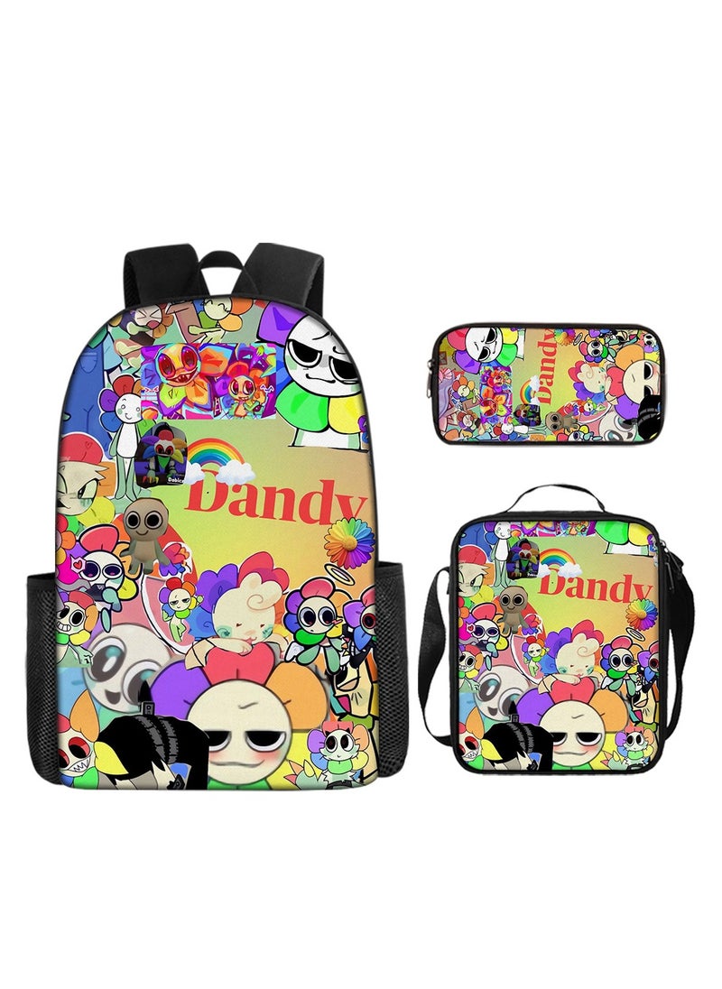 3D Dandy's World Print School Backpack Backpack 29*16*42CM + Shoulder Bag 19*6*23CM + Pen Bag 24*7*11CM Three-piece Set