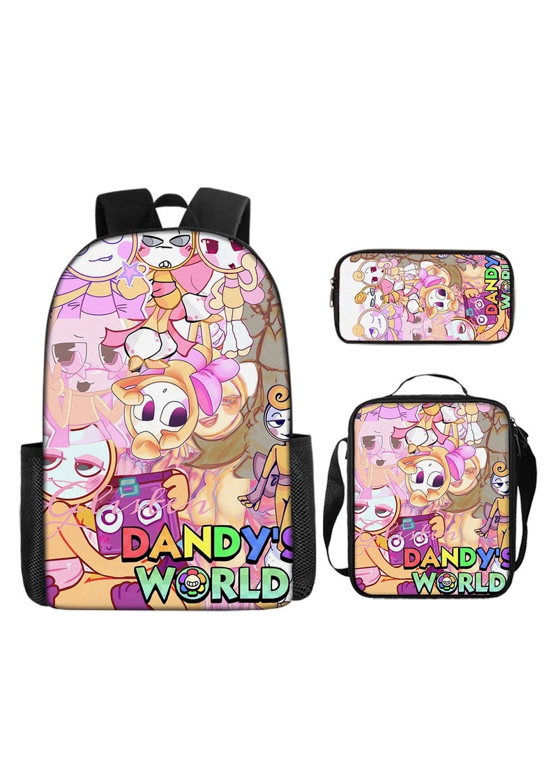 3D Dandy's World Print School Backpack Backpack 29*16*42CM + Shoulder Bag 19*6*23CM + Pen Bag 24*7*11CM Three-piece Set