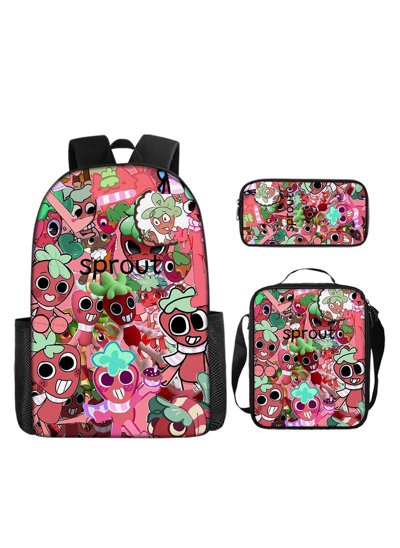 3D Dandy's World Print School Backpack Backpack 29*16*42CM + Shoulder Bag 19*6*23CM + Pen Bag 24*7*11CM Three-piece Set