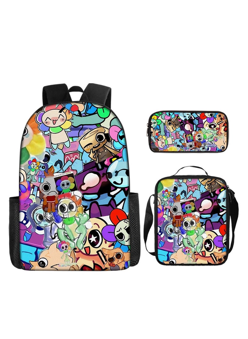 3D Dandy's World Print School Backpack Backpack 29*16*42CM + Shoulder Bag 19*6*23CM + Pen Bag 24*7*11CM Three-piece Set