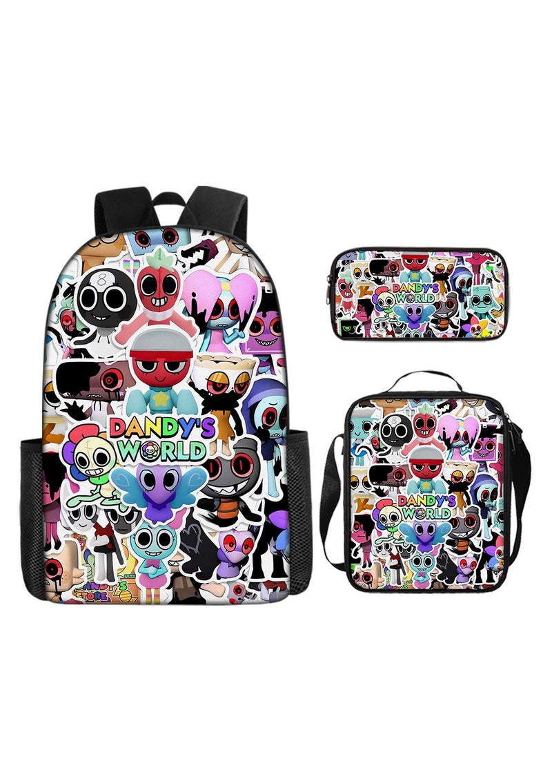 3D Dandy's World Print School Backpack Backpack 29*16*42CM + Shoulder Bag 19*6*23CM + Pen Bag 24*7*11CM Three-piece Set