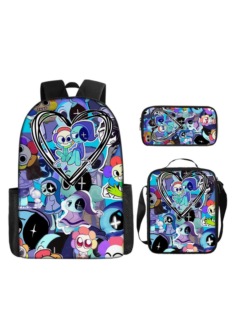 3D Dandy's World Print School Backpack Backpack 29*16*42CM + Shoulder Bag 19*6*23CM + Pen Bag 24*7*11CM Three-piece Set