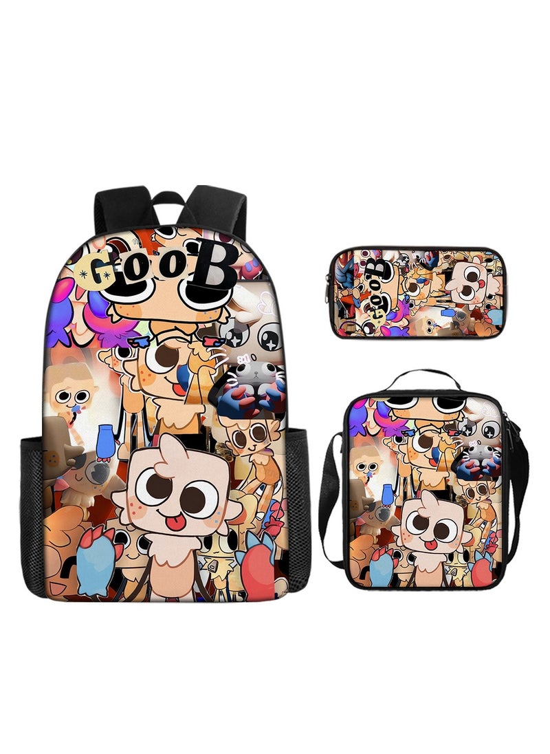 3D Dandy's World Print School Backpack Backpack 29*16*42CM + Shoulder Bag 19*6*23CM + Pen Bag 24*7*11CM Three-piece Set