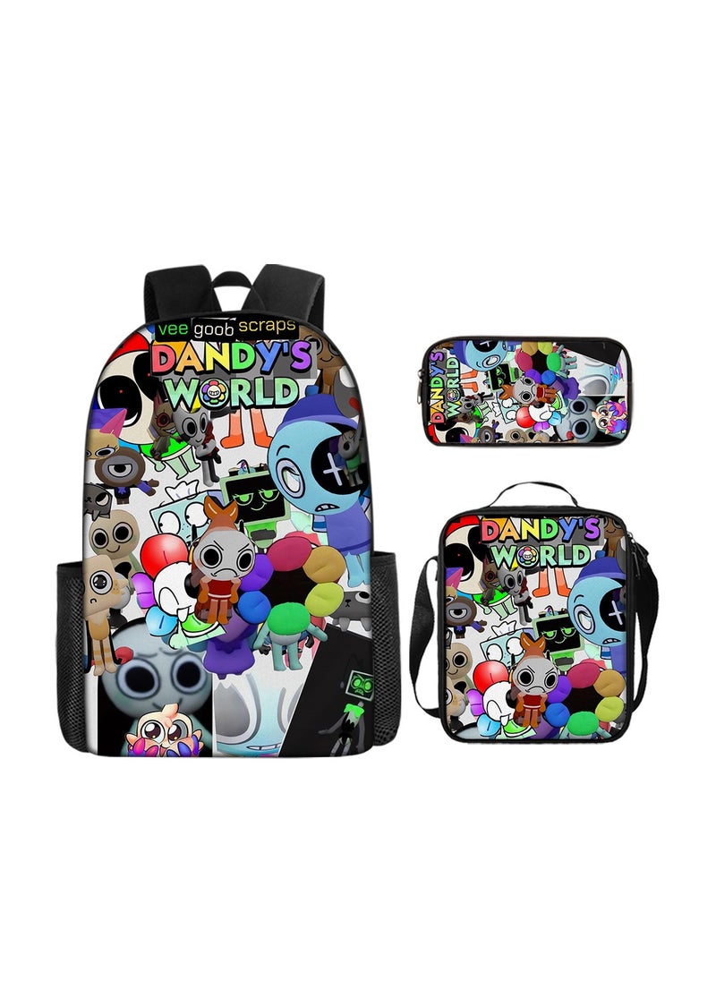 3D Dandy's World Print School Backpack Backpack 29*16*42CM + Shoulder Bag 19*6*23CM + Pen Bag 24*7*11CM Three-piece Set