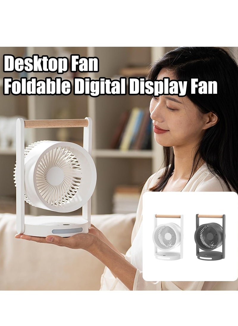 Desk Fan Room Air Circulator Fan Portable Battery Rechargeable Fan with 4 Speeds Adjustable Head Low Noise Small Personal Table Fan