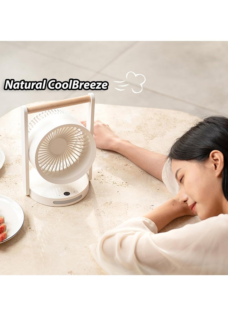 Desk Fan Room Air Circulator Fan Portable Battery Rechargeable Fan with 4 Speeds Adjustable Head Low Noise Small Personal Table Fan