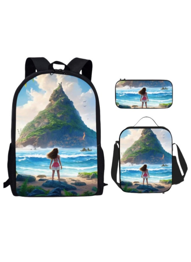 Ocean Romance 3-piece package, pencil case, children's backpack, hot selling cartoon stationery set bag