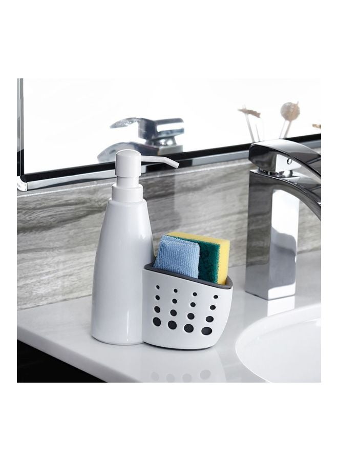 Bathroom Soap Dispenser With Sponge Holder White/Grey 400ml