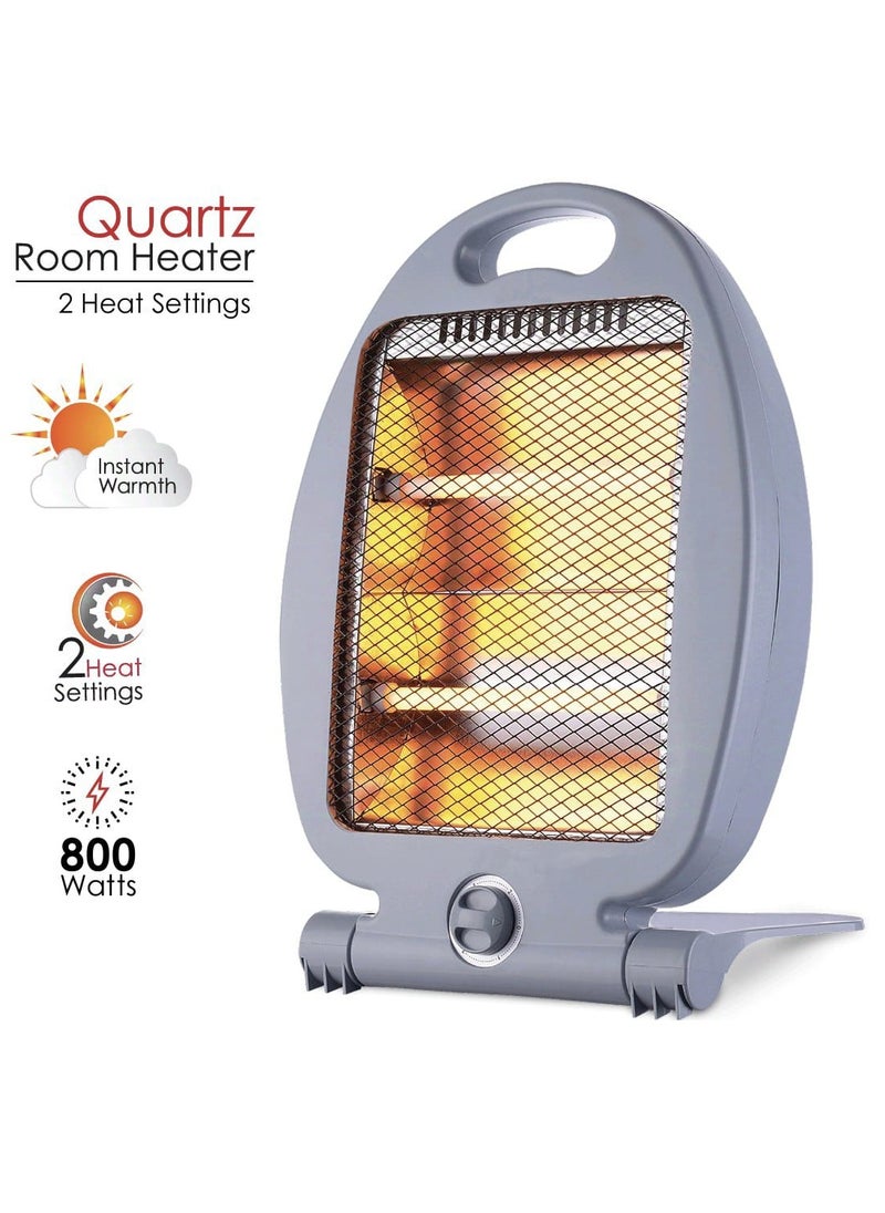 Quartz Room Heater 800W with 2 Heat Settings, Instant Warmth, Portable Design for Home and Office Heating - Ideal for Cold Seasons