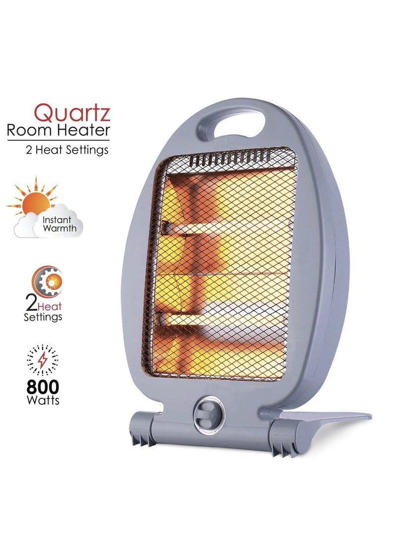 Quartz Room Heater 800W with 2 Heat Settings, Instant Warmth, Portable Design for Home and Office Heating - Ideal for Cold Seasons