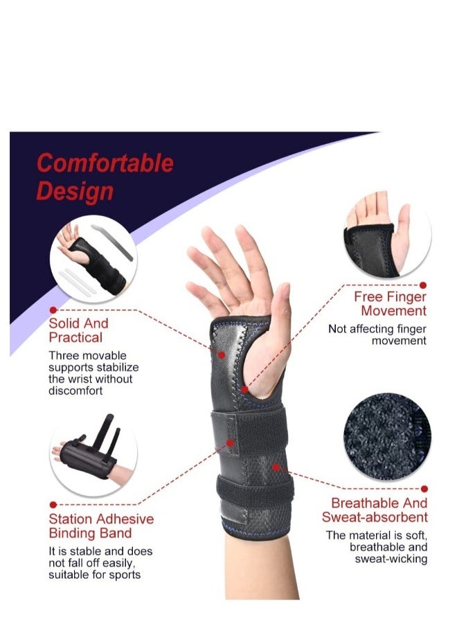 Wrist Support Brace Carpal Tunnel, Lengthened Fixed Hand Support, Arthritis, Myositis And Sprain Pain Relief, One-Step Wear Wrist Support, for Left Hand (Black)