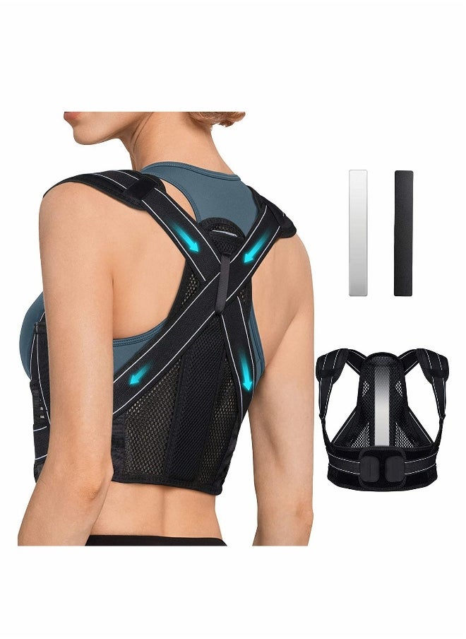 Posture Corrector for Men Women, Back Brace with Replaceable Support Plate, Breathable and Adjustable Back Support Providing Pain Relief from Back, Neck & Shoulder