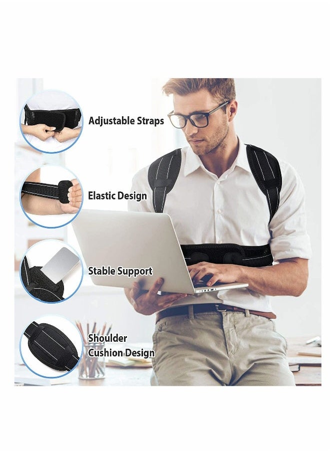 Posture Corrector for Men Women, Back Brace with Replaceable Support Plate, Breathable and Adjustable Back Support Providing Pain Relief from Back, Neck & Shoulder