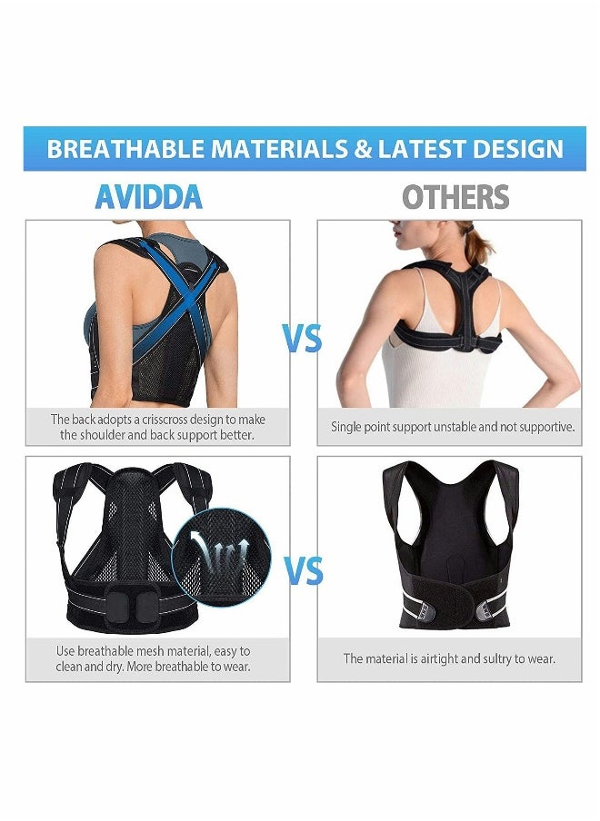 Posture Corrector for Men Women, Back Brace with Replaceable Support Plate, Breathable and Adjustable Back Support Providing Pain Relief from Back, Neck & Shoulder