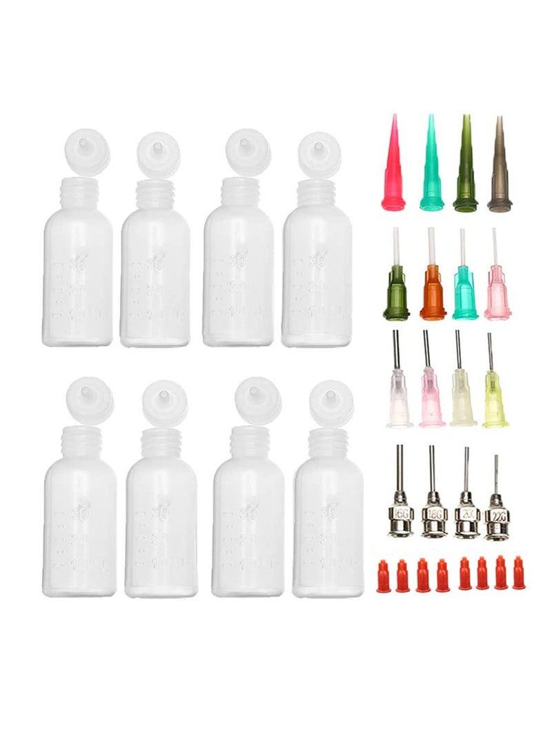 Pack of 8pcs 1 Oz.Jagua Henna Temporary Tattoo Bottle Kit, Multi Purpose Precision Applicator with 16 Blunt Tips for Body Art Paint DIY Project