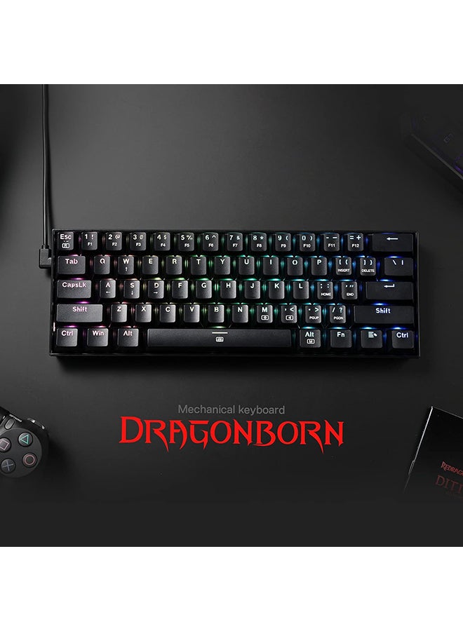 K630 Dragonborn 60% Wired RGB Gaming Keyboard, 61 Keys Compact Mechanical Keyboard with Linear Red Switch, Pro Driver Support, Black